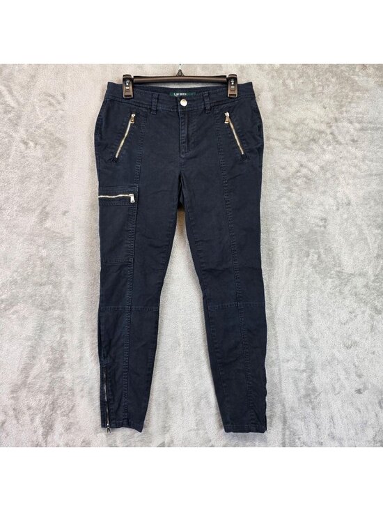 Lauren Ralph Lauren Pants - Lauren Ralph Lauren Cargo Pants Womens 4 Blue Twill Slim Ankle Zip Stretch